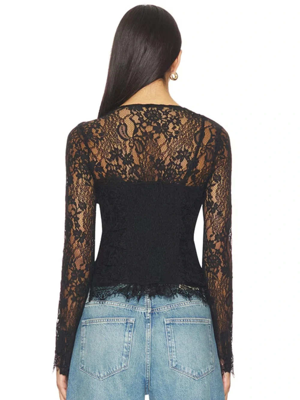 Free People Paloma Lace Black Top